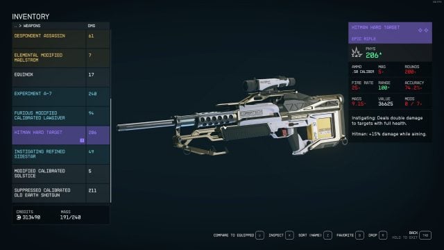 Starfield Stealth Sniper Build - Weapon Perk - Hitman