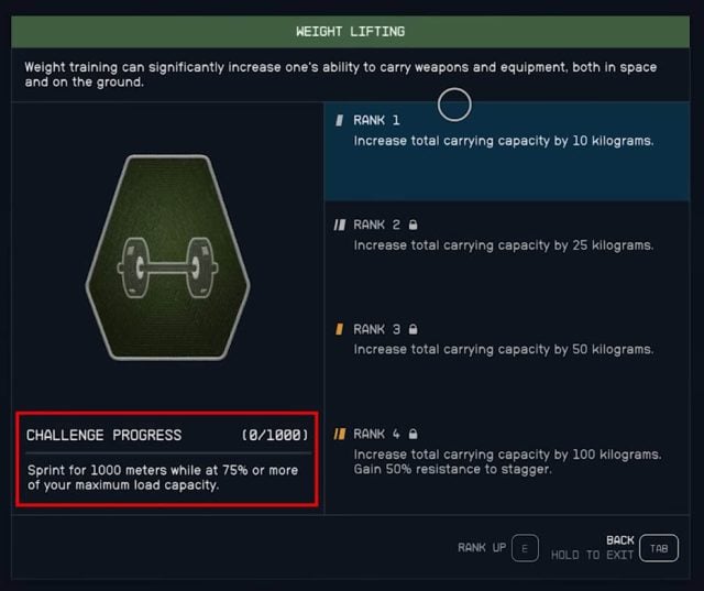 Starfield Skills Guide - Weight Lifting